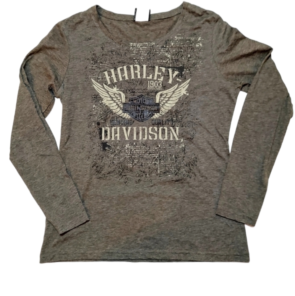 Harley-Davidson of Scottsdale Arizona Gray Longsleeve Cotton Shirt Medium - Picture 2 of 14